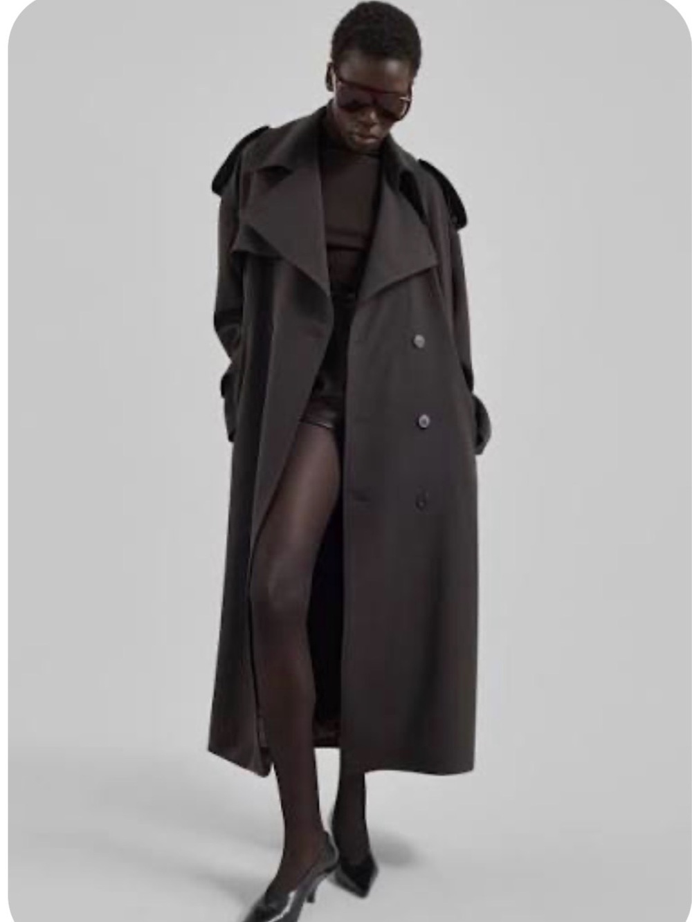 The Frankie Shop Black Double-Breasted Trench Coat - Picture 5 of 7